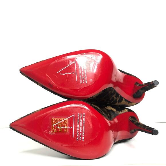 NEW Christian Louboutin Astrilarge Botta 100 Leopard Print Pointed Toe Boots 38 - Picture 7 of 8